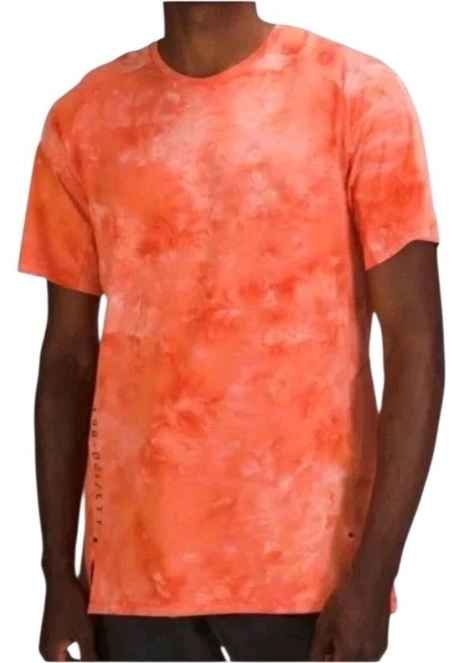 LULULEMON Always Agile Short Sleeve Shirt Men’s L Orange Tie Dye Spray Dye A121